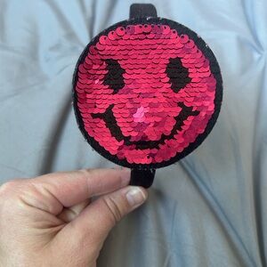 Pink and Silver Flippy Sequin Smiley Face Headband